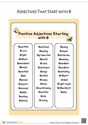 Adjectives That Start with B - Positive Word List