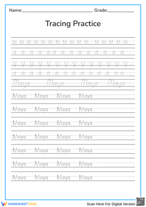 Maya Tracing name sheet