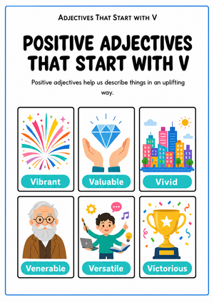 Positive Adjectives Starting with V | Essential Grade 3-4