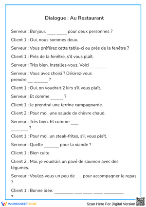 Dialogue : Au Restaurant