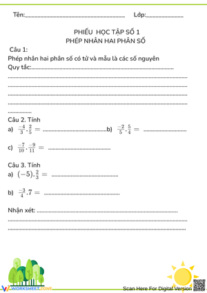 Multiplying Fractions Worksheet | Grade 6 Essential