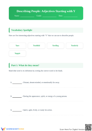 Grade 4 Adjectives — Printable No-Prep Worksheet