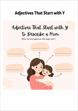Printable Y Adjectives for Mom Worksheet | Grade 3