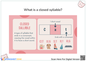 Closed Syllable Worksheet – Short Vowel Words