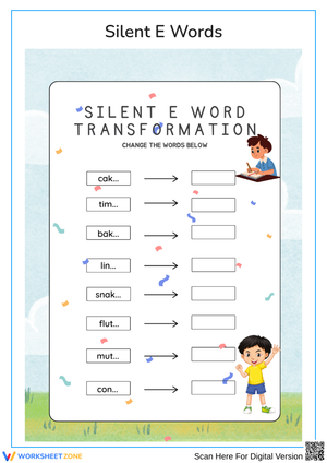  Silent E Word Transformation Worksheet