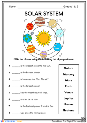 Solar System Project Ideas: Fill-in-the-Blank Worksheet