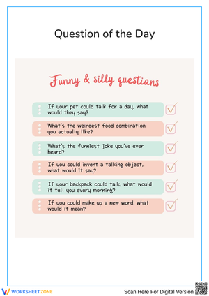 Funny & Silly "Question of the Day" Worksheet