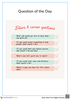 Future & Career "Question of the Day" Worksheet