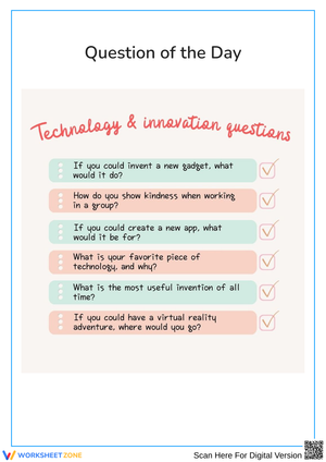 Technology & Innovation "Question of the Day" Worksheet