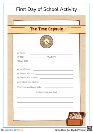Time Capsule First Day of School Activity