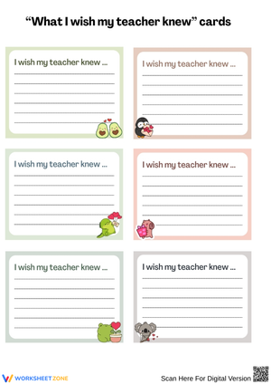 "What I Wish My Teacher Knew" Cards