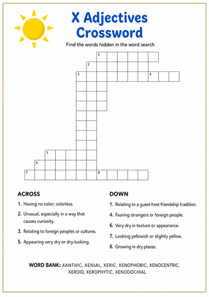 Adjectives Starting with X Worksheet | Grade 6 Essential