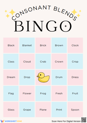 Consonant Blends Bingo