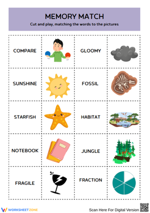 Memory Match Game Worksheet