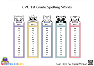 CVC 1st Grade Spelling Words