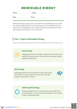 Renewable Energy Worksheet