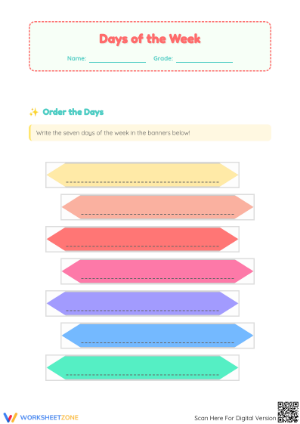 Days of the Week Worksheet | Grade 1-2 Essential