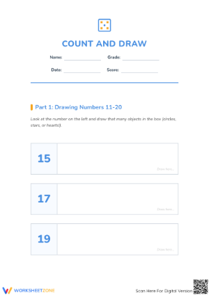 Grade K-1 Counting to 20 — Printable No-Prep Worksheet
