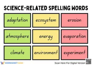 Printable Grade 4 Science Spelling Words Worksheet