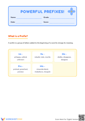 Printable Prefixes Worksheet | Grade 2 ELA