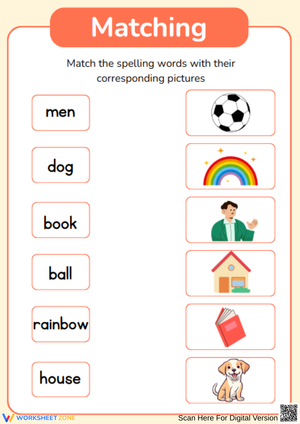 2nd Grade Spelling Words: Matching Game