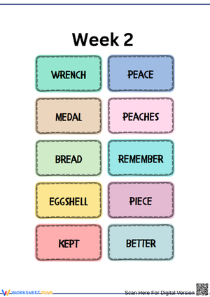 3rd Grade Evan-Moor Spelling Lists: Week 2