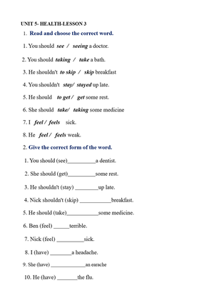 Unit 5- Health- Excercise- Lesson 3
