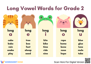 Long Vowel Word List for Grade 2