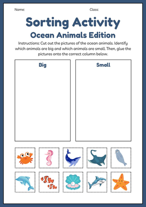 Ocean Animal Sorting Worksheet