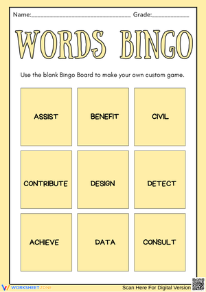 6th grade sight words bingo