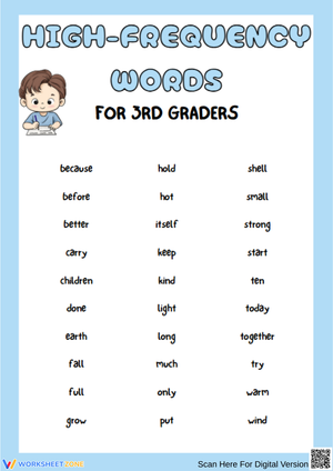 High-Frequency 3rd Grade Spelling Words Printable