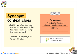 Synonym Context Clues Worksheets