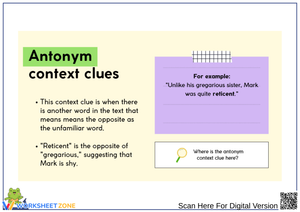 Antonym Context Clues Worksheets