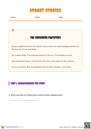 Grade 5 Scary Story Reading | Essential Printable Worksheet