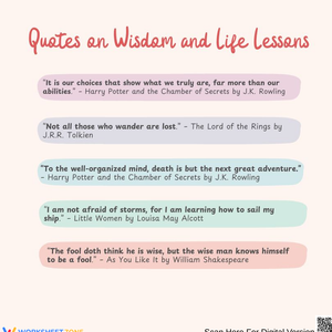 Quotes on Wisdom and Life Lessons Worksheet
