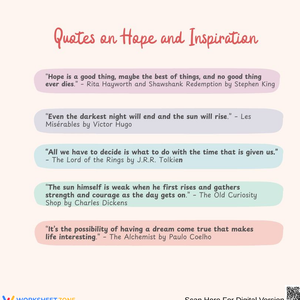 Quotes on Hope and Inspiration Worksheet