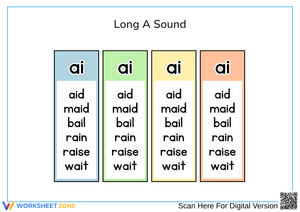 Long A Sound - Word Practice Worksheet