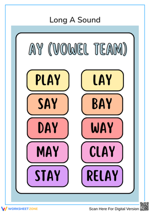 AY (Vowel Team) - Word Practice Worksheet