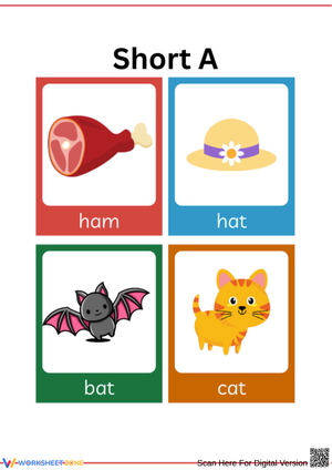 Short A Sound - Flashcards for Phonics Practice