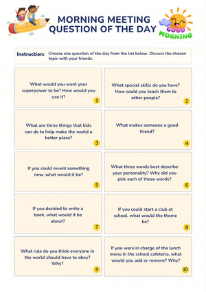 Question of the Day Worksheet