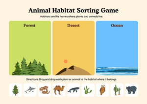 Animal Habitat Sorting Game Worksheet