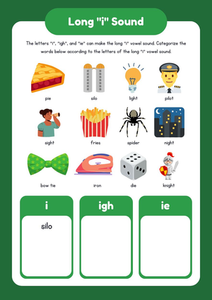 Long I Sound Sorting Worksheet
