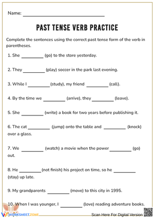 Past Tense Fill-in-the-Blanks Worksheet