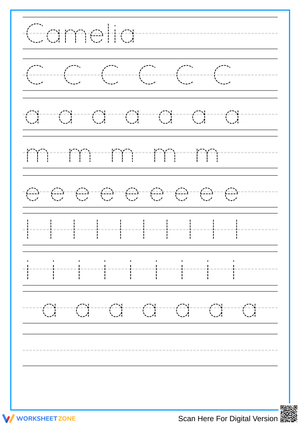 Tracing Name Practice Sheet - Nala