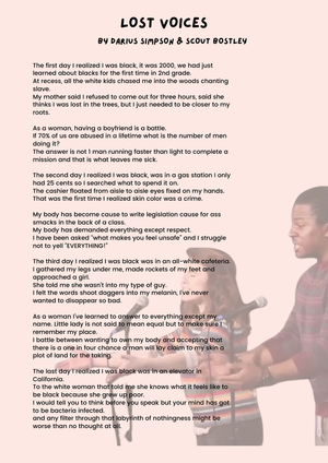 Lost Voices Poem Worksheet