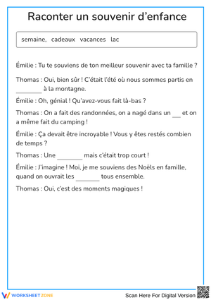 Raconter un souvenir d’enfance
