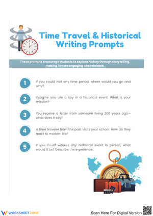 Time Travel & Historical Writing Prompts for Middle School
