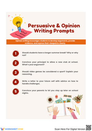 Persuasive & Opinion Writing Prompts for Middle School