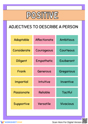Positive Adjectives to Describe a Person