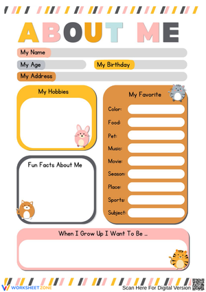 All About Me Worksheets
